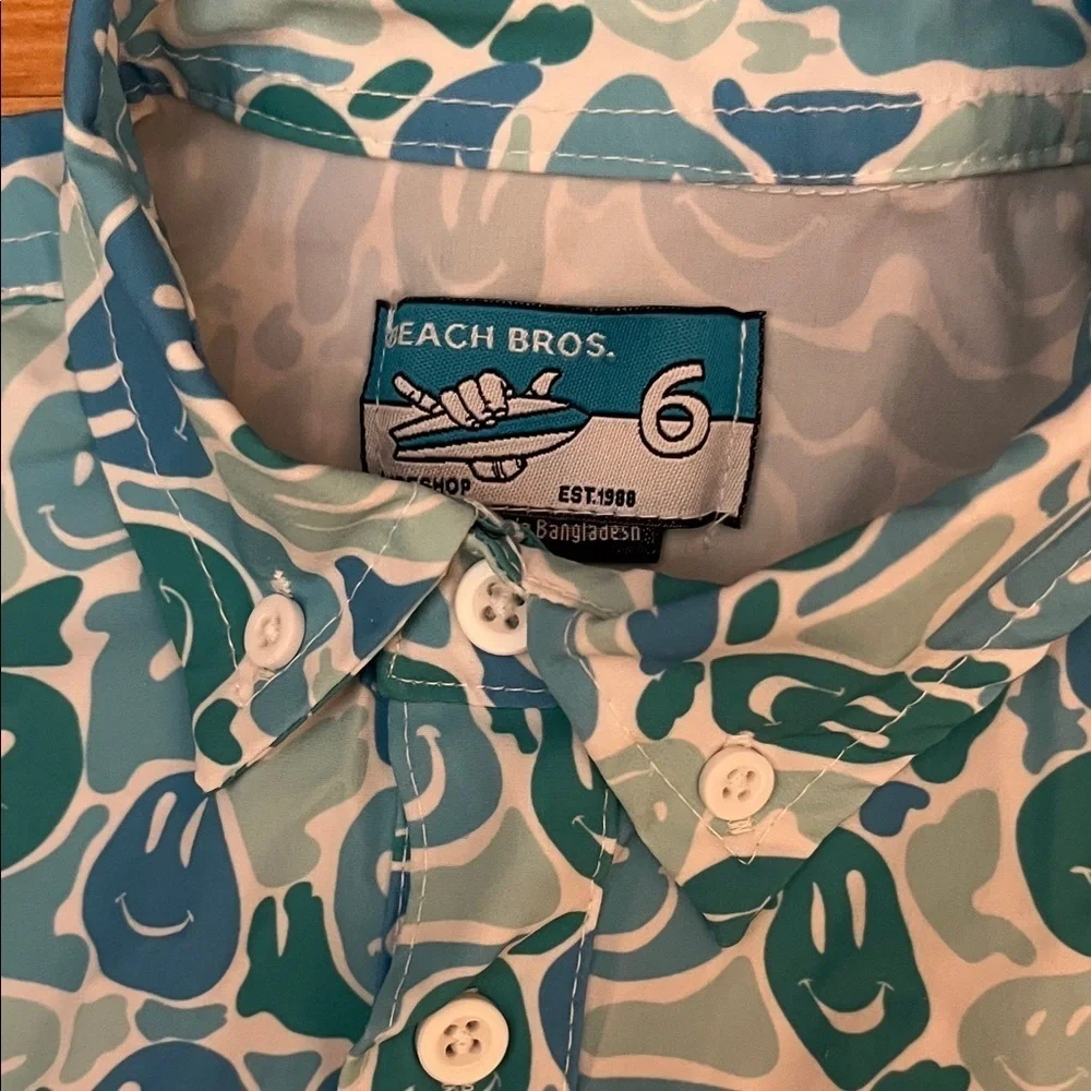 Beach Bros Surf Shop Button Down Rashguard shirt Size 6